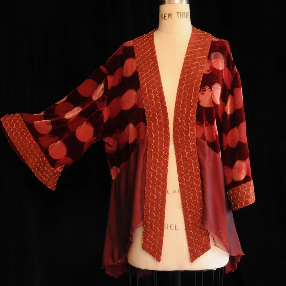 Fletcher Artworks, LLC Rust Silk Velvet Kimono in Medium - Picture 1 of 8